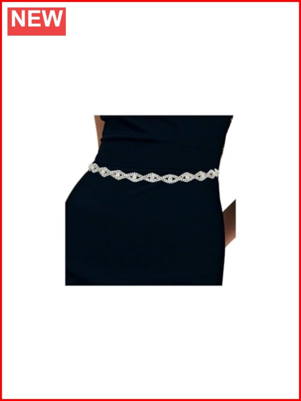 Rhinestone Waist Chain Belt Sparkling Dress Belt for Women